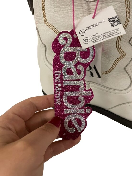 Zara x Barbie Mens Leather Cowboy Boots western EU 43 US 10 White 2095/220 NWOB main image 10